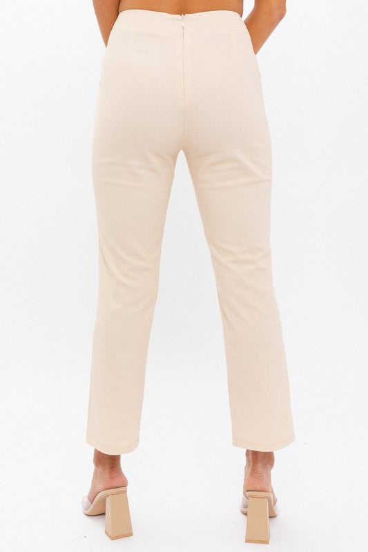 High-Waisted Crop Pants CREAM by LE LIS | Fleurcouture