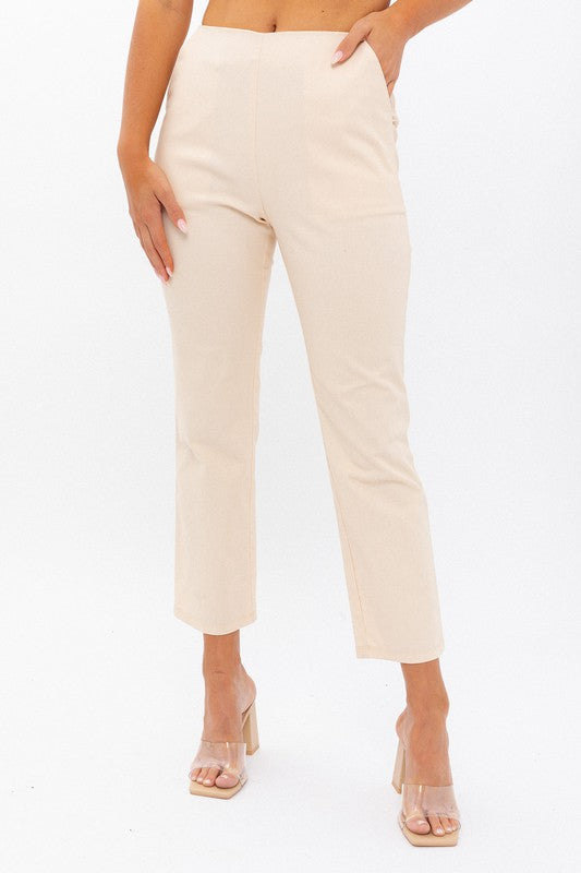 High-Waisted Crop Pants CREAM by LE LIS | Fleurcouture