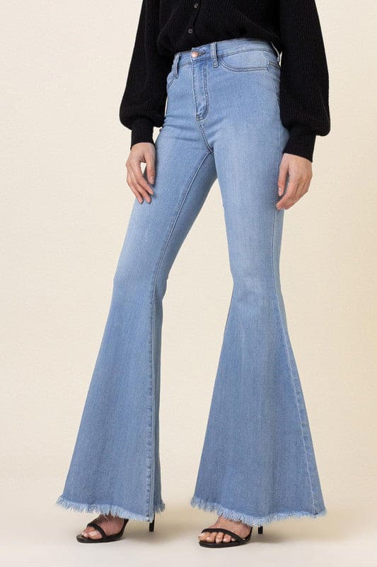 High Waisted Flare Jeans Light Stone 1 Flare Jeans by Vibrant M.i.U | Fleurcouture