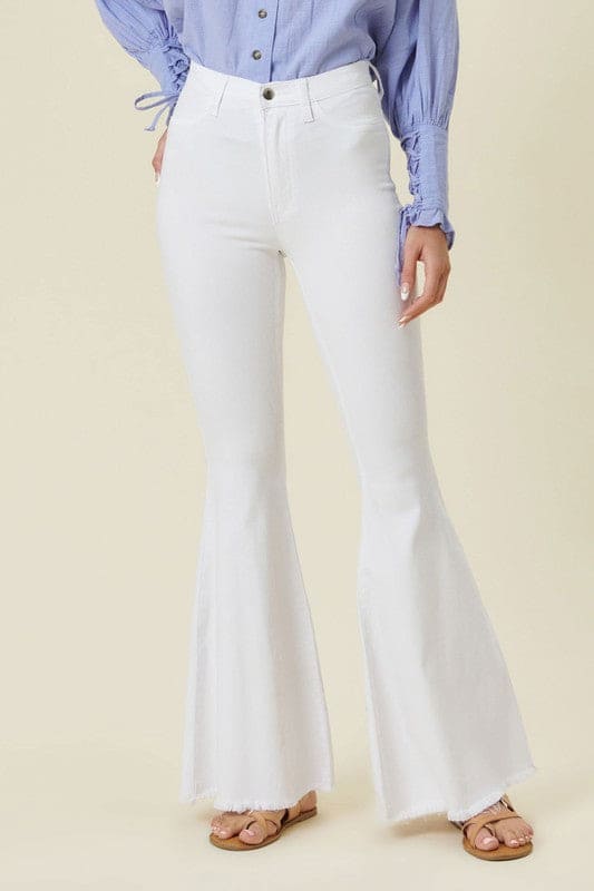 High Waisted Flare Jeans White 1 Flare Jeans by Vibrant M.i.U | Fleurcouture