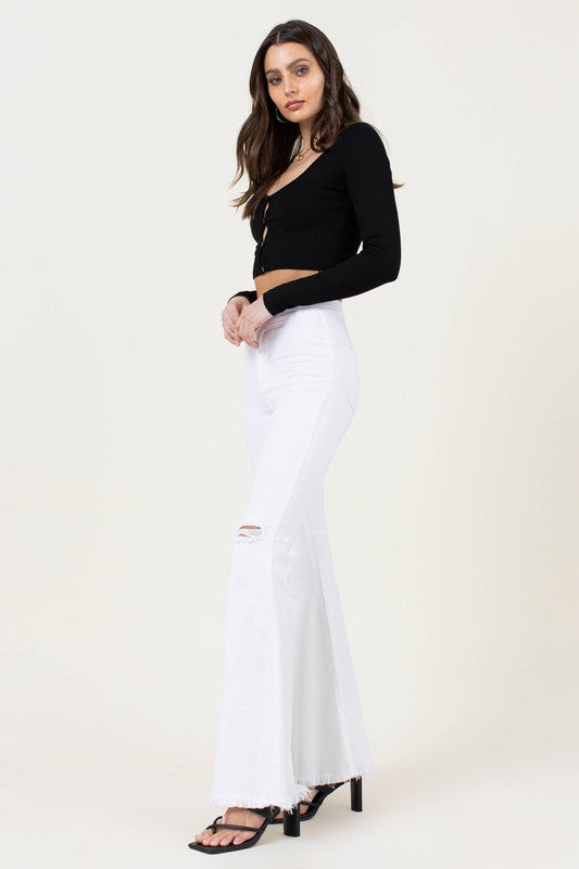 High Waisted Flare Jeans White Women&