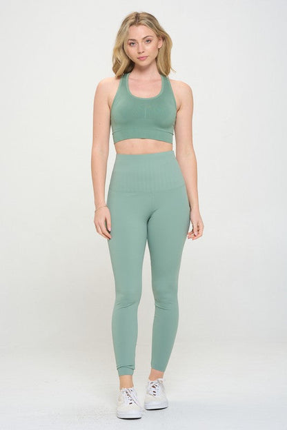 High Waisted Leggings Air Lift Firm Sculpt Sage S by OTOS Active | Fleurcouture