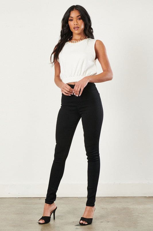 High Waisted Skinny Jean Black by Vibrant M.i.U | Fleurcouture