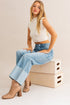 High-Waisted Wide Leg Cuffed Jeans LT DENIM XS by LE LIS | Fleurcouture