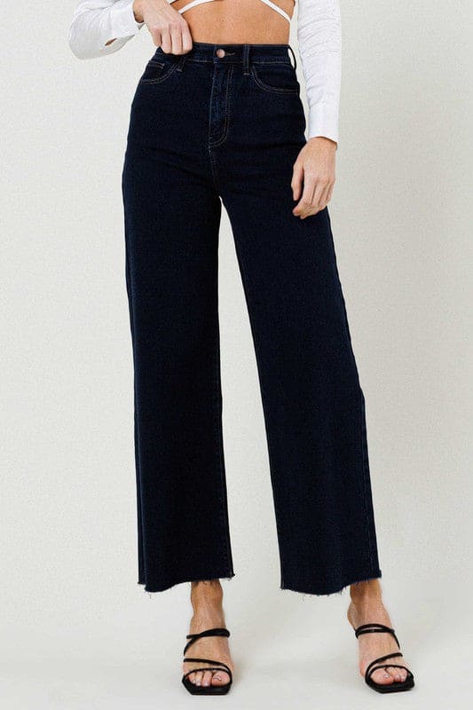 High Waisted Wide Leg Jeans Indigo by Vibrant M.i.U | Fleurcouture