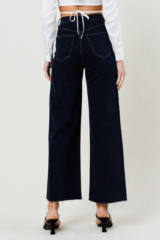 High Waisted Wide Leg Jeans Indigo by Vibrant M.i.U | Fleurcouture