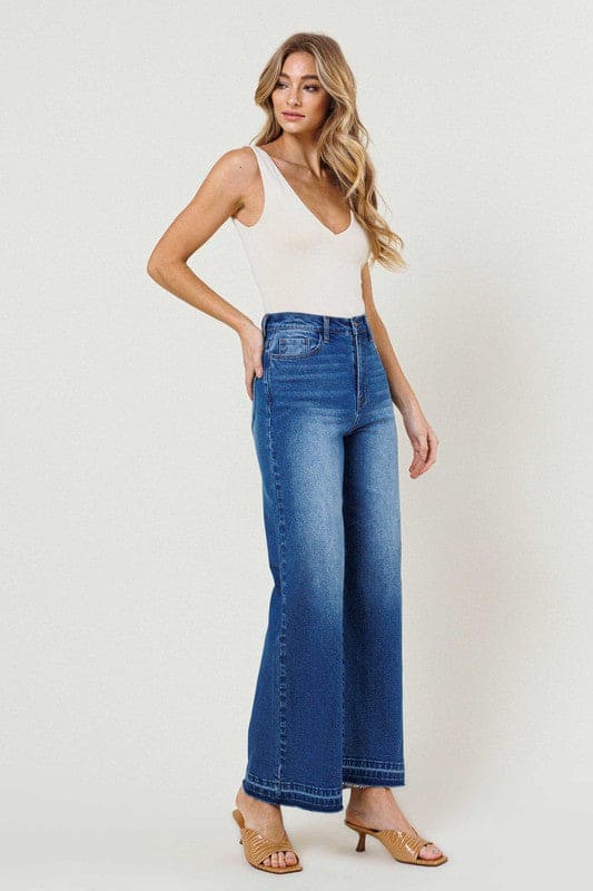 High Waisted Wide Leg Jeans Medium Stone by Vibrant M.i.U | Fleurcouture