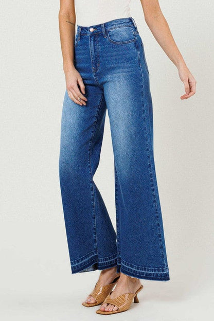 High Waisted Wide Leg Jeans Medium Stone by Vibrant M.i.U | Fleurcouture