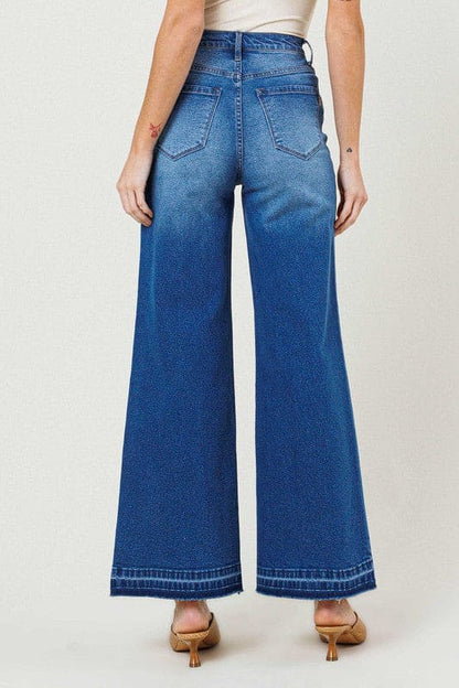 High Waisted Wide Leg Jeans Medium Stone by Vibrant M.i.U | Fleurcouture