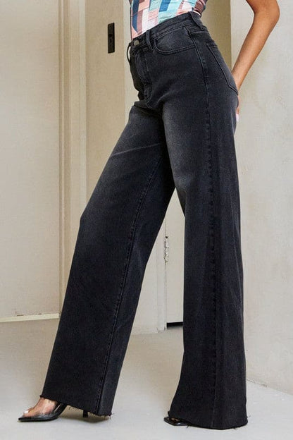 High Waisted Wide Leg Jeans Vintage Black by Vibrant M.i.U | Fleurcouture