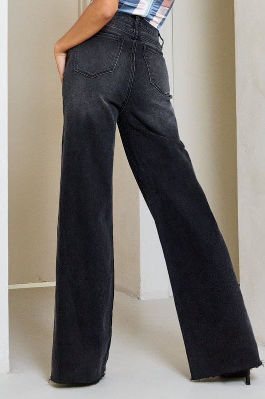 High Waisted Wide Leg Jeans Vintage Black by Vibrant M.i.U | Fleurcouture