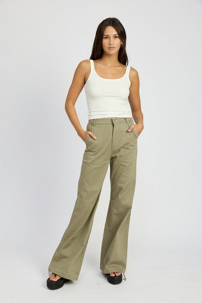 HIGH WAISTED WIDE LEG PANTS WHITE by Emory Park | Fleurcouture