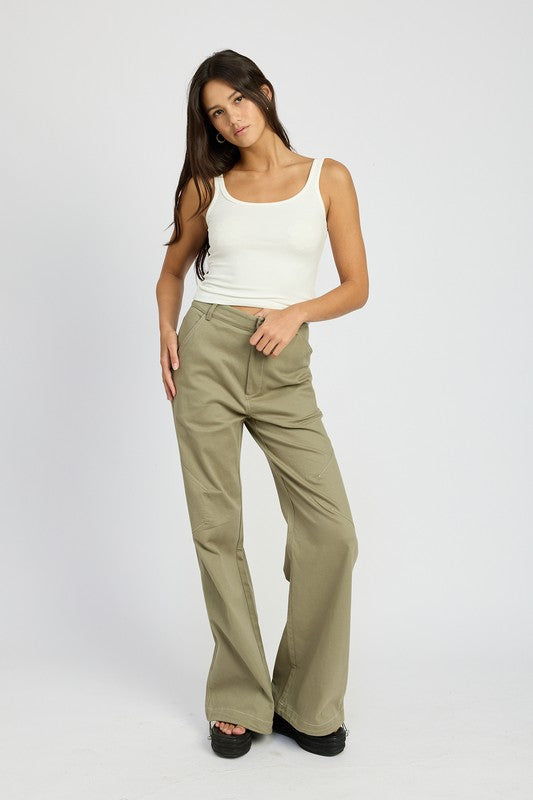 HIGH WAISTED WIDE LEG PANTS WHITE by Emory Park | Fleurcouture