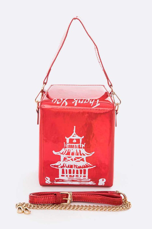 Holographic Iconic Chinese Take Out Box Clutch Red O/S by Artini Accessories | Fleurcouture