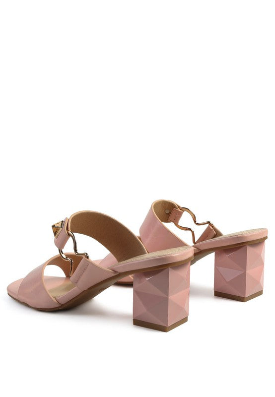 HOOKUP GEOMETRIC CUT BLOCK HEEL SLIDES by Rag Company | Fleurcouture