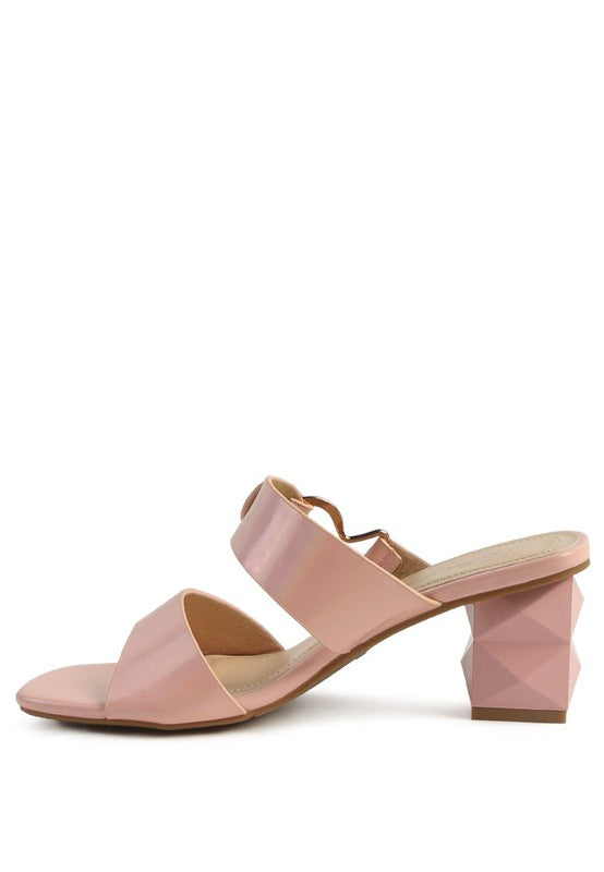 HOOKUP GEOMETRIC CUT BLOCK HEEL SLIDES by Rag Company | Fleurcouture