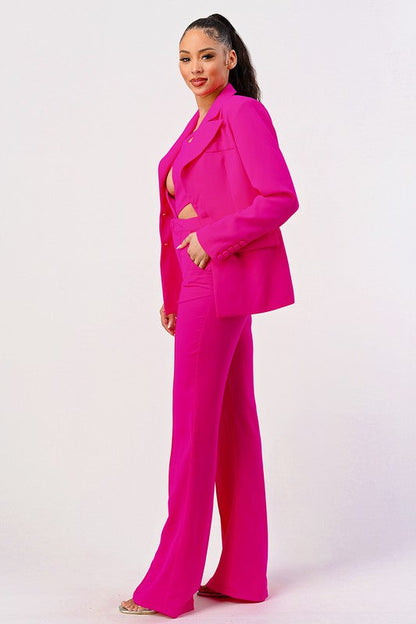 Hot pink sexy cutout two pcs suit BLACK by Athina | Fleurcouture