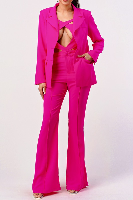 Hot pink sexy cutout two pcs suit BLACK by Athina | Fleurcouture