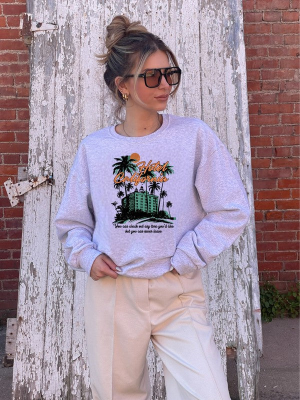 Hotel California Graphic Sweatshirt Ash 2X by Ocean and 7th | Fleurcouture