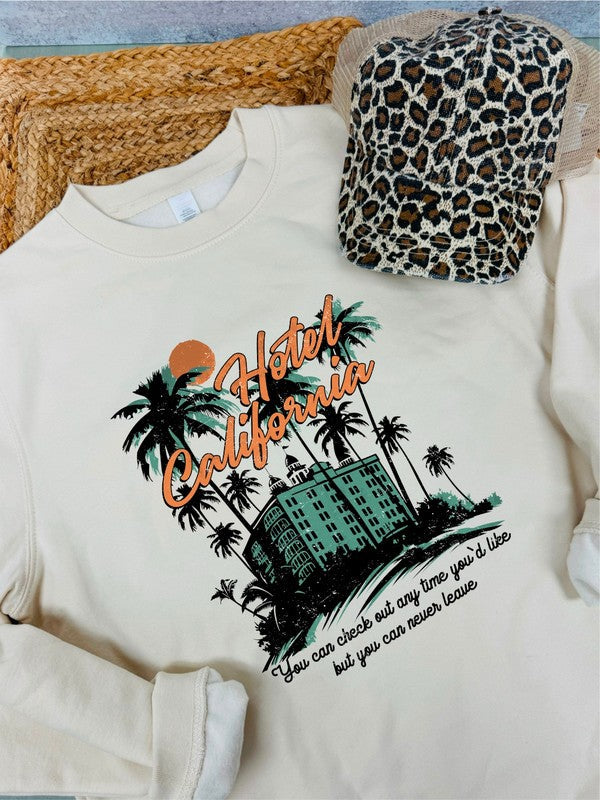 Hotel California Graphic Sweatshirt Cream 2X by Ocean and 7th | Fleurcouture