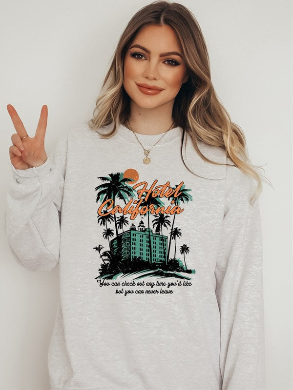 Hotel California Graphic Sweatshirt Oatmeal Heather 2X by Ocean and 7th | Fleurcouture