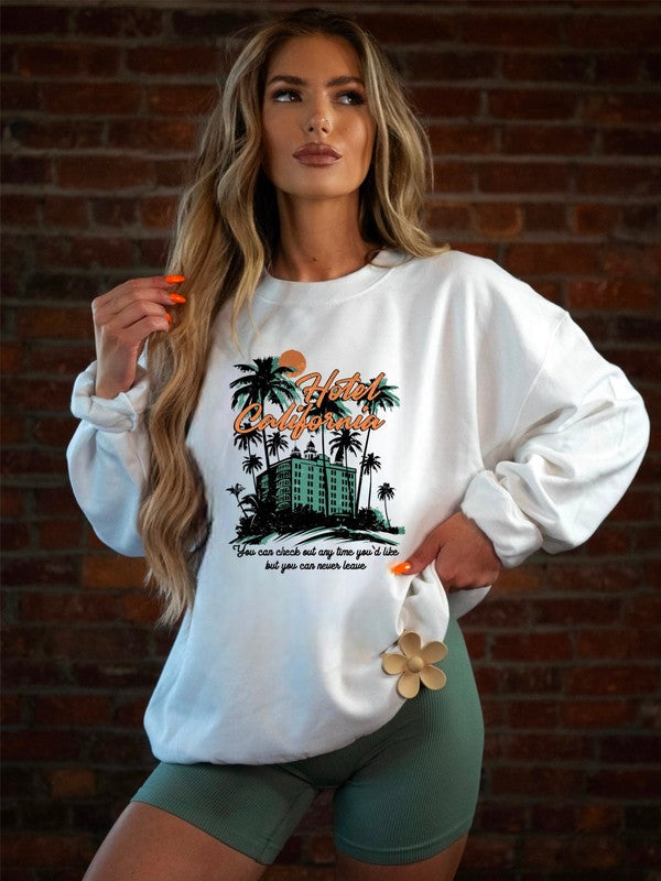 Hotel California Graphic Sweatshirt White 2X by Ocean and 7th | Fleurcouture