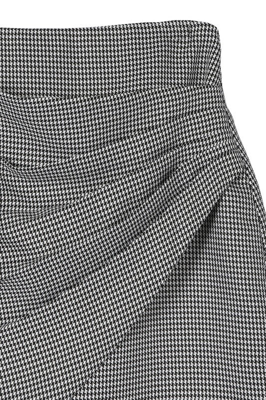 Hound tooth shirred wrap skirt Black hound tooth check S by Lilou | Fleurcouture