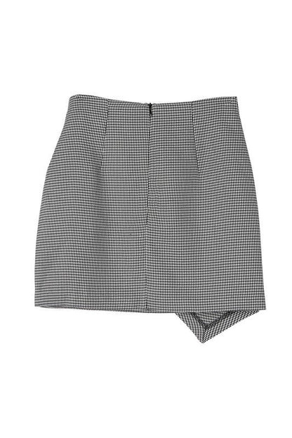 Hound tooth shirred wrap skirt Black hound tooth check S by Lilou | Fleurcouture