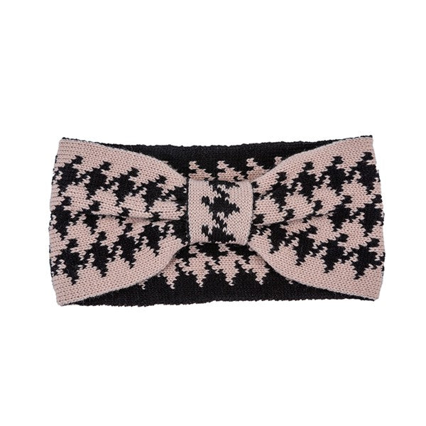 HOUNDSTOOTH BOW HEAD BAND LRMT / PINK Os by Bella Chic | Fleurcouture