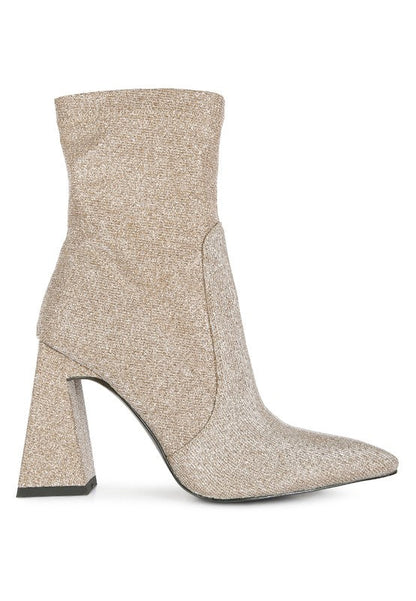 Hustlers Shimmer Block Heeled Ankle Boots by Rag Company | Fleurcouture