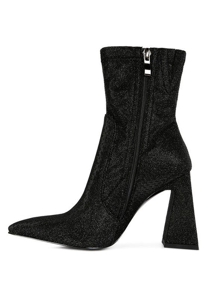 Hustlers Shimmer Block Heeled Ankle Boots by Rag Company | Fleurcouture