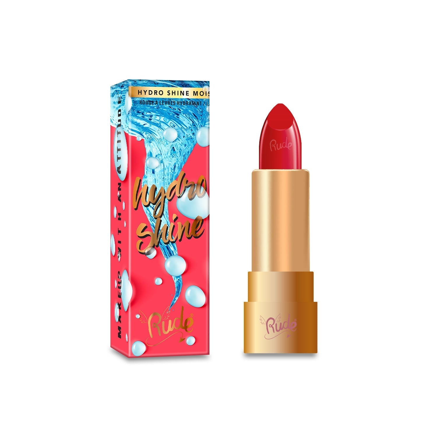 Hydro Shine Moisturizing Lipstick Candy Apple Lipstick by Rude Cosmetics | Fleurcouture