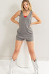 HYFVE V-Neck Wide Strap Romper GRAY S Romper by Trendsi | Fleurcouture