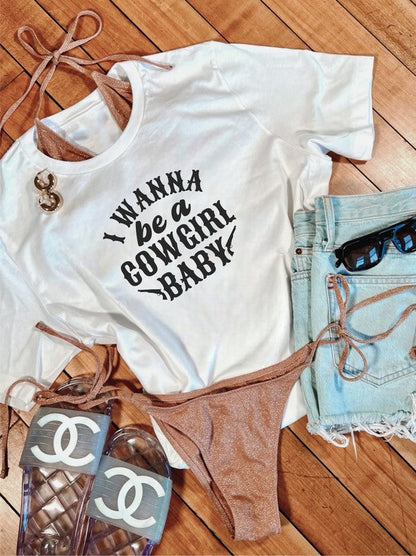 I Wanna Be a Cowgirl Baby Graphic Tee 2X by Ocean and 7th | Fleurcouture