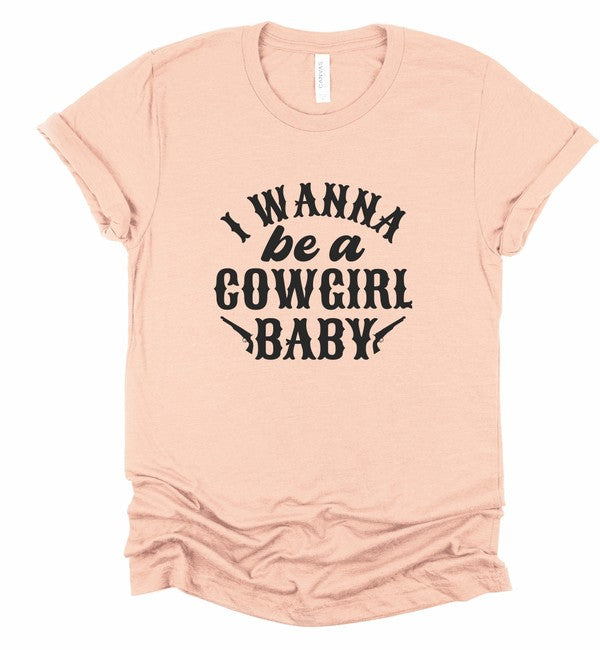 I Wanna Be a Cowgirl Baby Graphic Tee Heather Peach 2X by Ocean and 7th | Fleurcouture