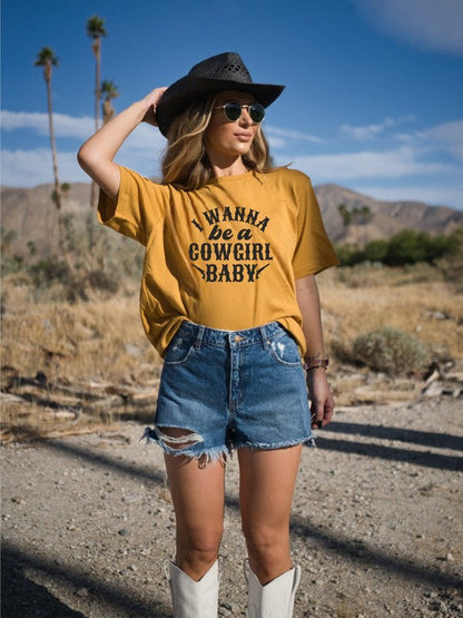 I Wanna Be a Cowgirl Baby Graphic Tee Toast 2X by Ocean and 7th | Fleurcouture