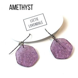 Ice Chip Drop Earrings - Single Style Amethyst Gun Metal Drop Earrings by Leetie Lovendale | Fleurcouture