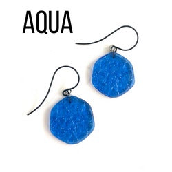 Ice Chip Drop Earrings - Single Style Aqua Gun Metal Drop Earrings by Leetie Lovendale | Fleurcouture