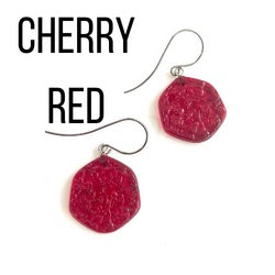Ice Chip Drop Earrings - Single Style Cherry Red Gun Metal Drop Earrings by Leetie Lovendale | Fleurcouture