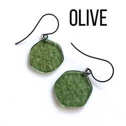 Ice Chip Drop Earrings - Single Style Olive Green Gun Metal Drop Earrings by Leetie Lovendale | Fleurcouture