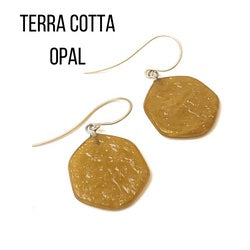 Ice Chip Drop Earrings - Single Style Terra Cotta Opal Gun Metal Drop Earrings by Leetie Lovendale | Fleurcouture