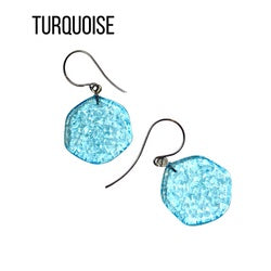 Ice Chip Drop Earrings - Single Style Turquoise Gun Metal Drop Earrings by Leetie Lovendale | Fleurcouture