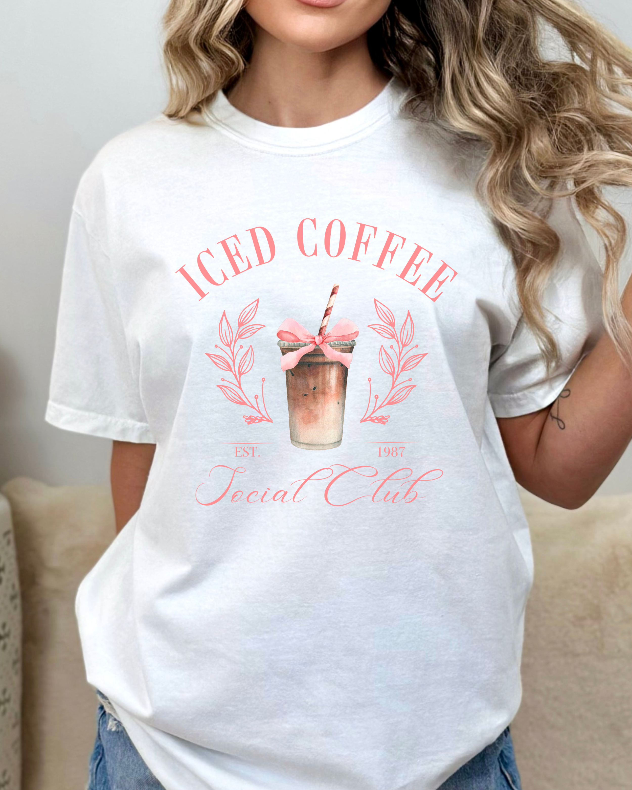 ICED COFFEE SOCIAL CLUB TEE (COMFORT COLORS) by LL | Fleurcouture