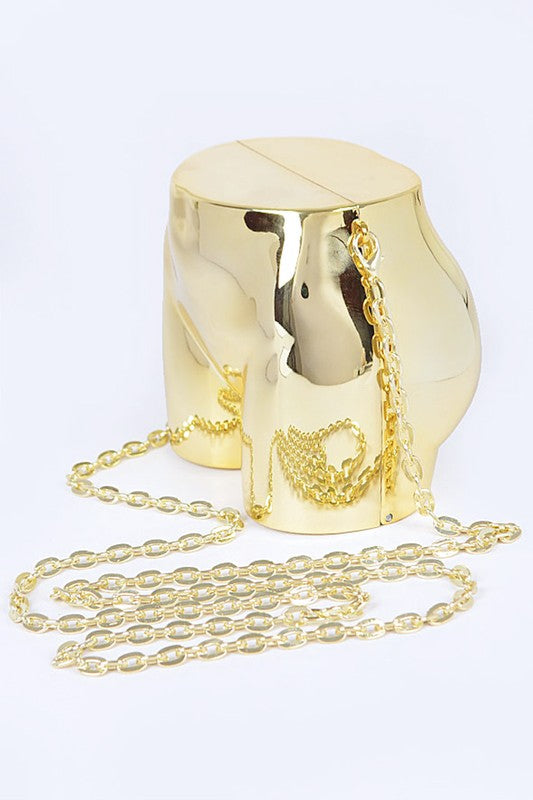 Iconic Butt Shape Novelty Clutch Swing Bag Gold O/S by Artini Accessories | Fleurcouture
