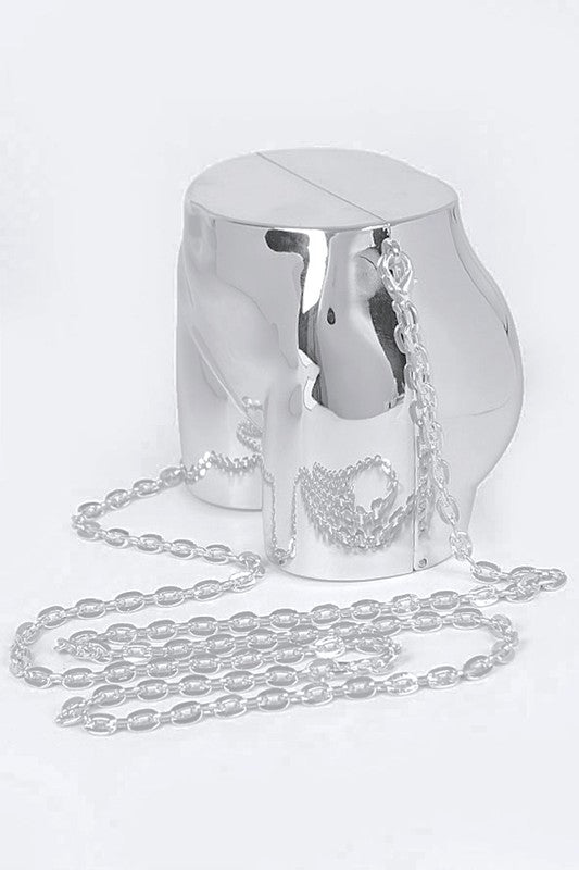 Iconic Butt Shape Novelty Clutch Swing Bag Silver O/S by Artini Accessories | Fleurcouture