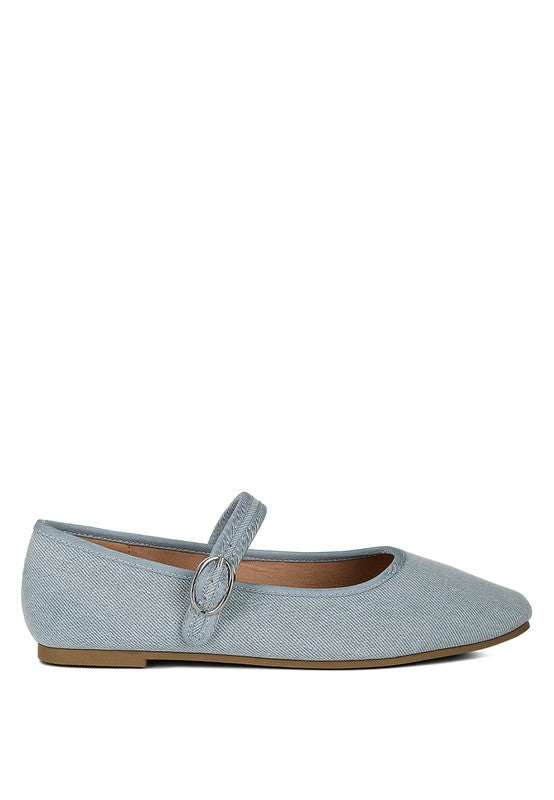 Iker Classic Denim Pin Buckle Ballerinas Blue by Rag Company | Fleurcouture