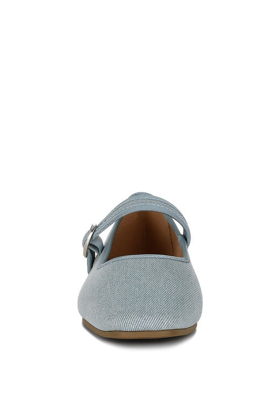 Iker Classic Denim Pin Buckle Ballerinas Blue by Rag Company | Fleurcouture