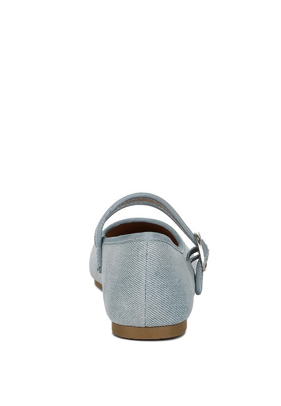 Iker Classic Denim Pin Buckle Ballerinas Blue by Rag Company | Fleurcouture