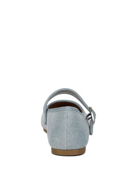 Iker Classic Denim Pin Buckle Ballerinas Blue by Rag Company | Fleurcouture