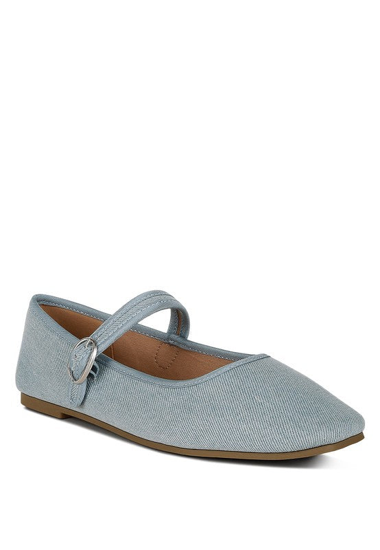 Iker Classic Denim Pin Buckle Ballerinas Blue US-5 / UK-3 / EU-36 by Rag Company | Fleurcouture